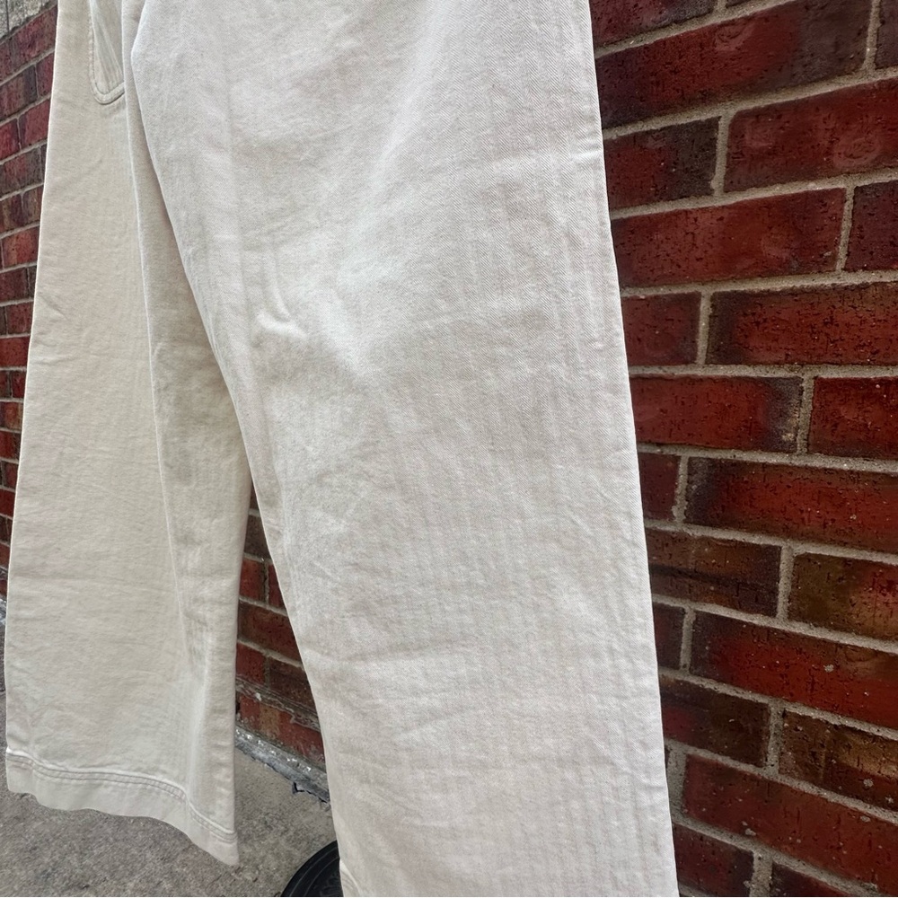 Free People Jean High-Rise Buckle Back Cream Wash Denim Wide Leg Street-Style 8 - Picture 10 of 15